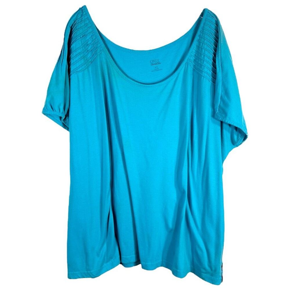 Only Necessities Plus Size 5X‎ Top Turquoise Blue Short Sleeve Scoop Neck 1654
